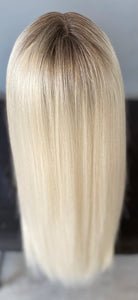 26” PLATINUM SYNTHETIC HUMAN HAIR BLEND STRAIGHT LACE FRONT WIG