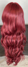 將圖片載入圖庫檢視器 28” BURGUNDY BODY WAVE SYNTHETIC HUMAN BLEND LACE FRONT WIG
