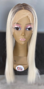 26” PLATINUM SYNTHETIC HUMAN HAIR BLEND STRAIGHT LACE FRONT WIG