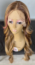 Load image into Gallery viewer, 30” PINK HIGHLIGHT BODY WAVE SYNTHETIC HUMAN BLEND LACE FRONT WIG
