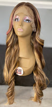 Load image into Gallery viewer, 30” PINK HIGHLIGHT BODY WAVE SYNTHETIC HUMAN BLEND LACE FRONT WIG
