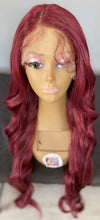 Load image into Gallery viewer, 28” BURGUNDY BODY WAVE SYNTHETIC HUMAN BLEND LACE FRONT WIG
