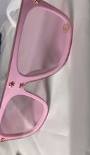 Load and play video in Gallery viewer, PINK &amp; WHITE STUDDED FASHION SUNGLASSES
