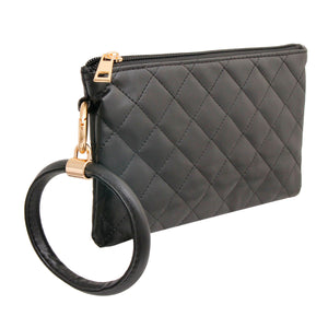 Quilted Black Bangle Wristlet