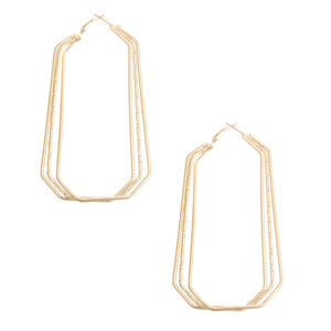 TRIPLE LINED ELONGATED HOOP EARRINGS