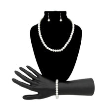 Load image into Gallery viewer, White Pearl Necklace, Earrings, and Bracelet Sets
