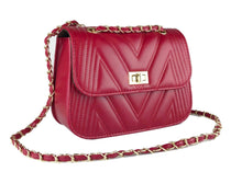 Load image into Gallery viewer, WINE CHEVRON ROUNDED CROSSBODY HANDBAG
